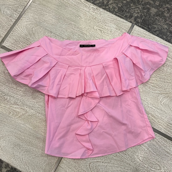 ZARA Pink Ruffled Blouse - Picture 2 of 8